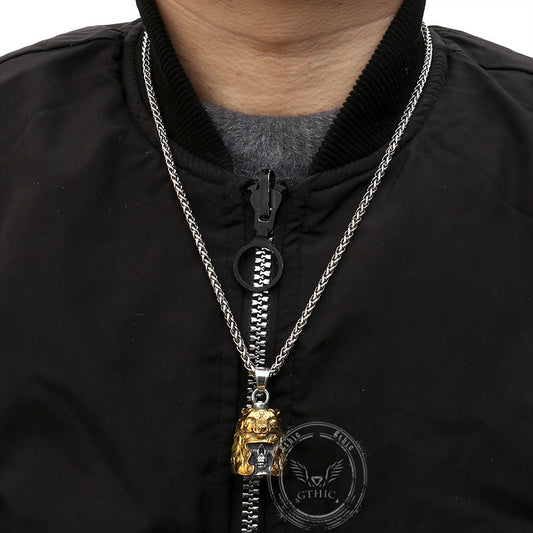 Gothic Skull Wolf Helmet Stainless Steel Bell Pendant