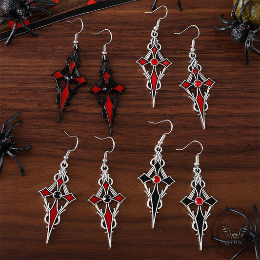 Gothic Vampire Cross Alloy Earrings