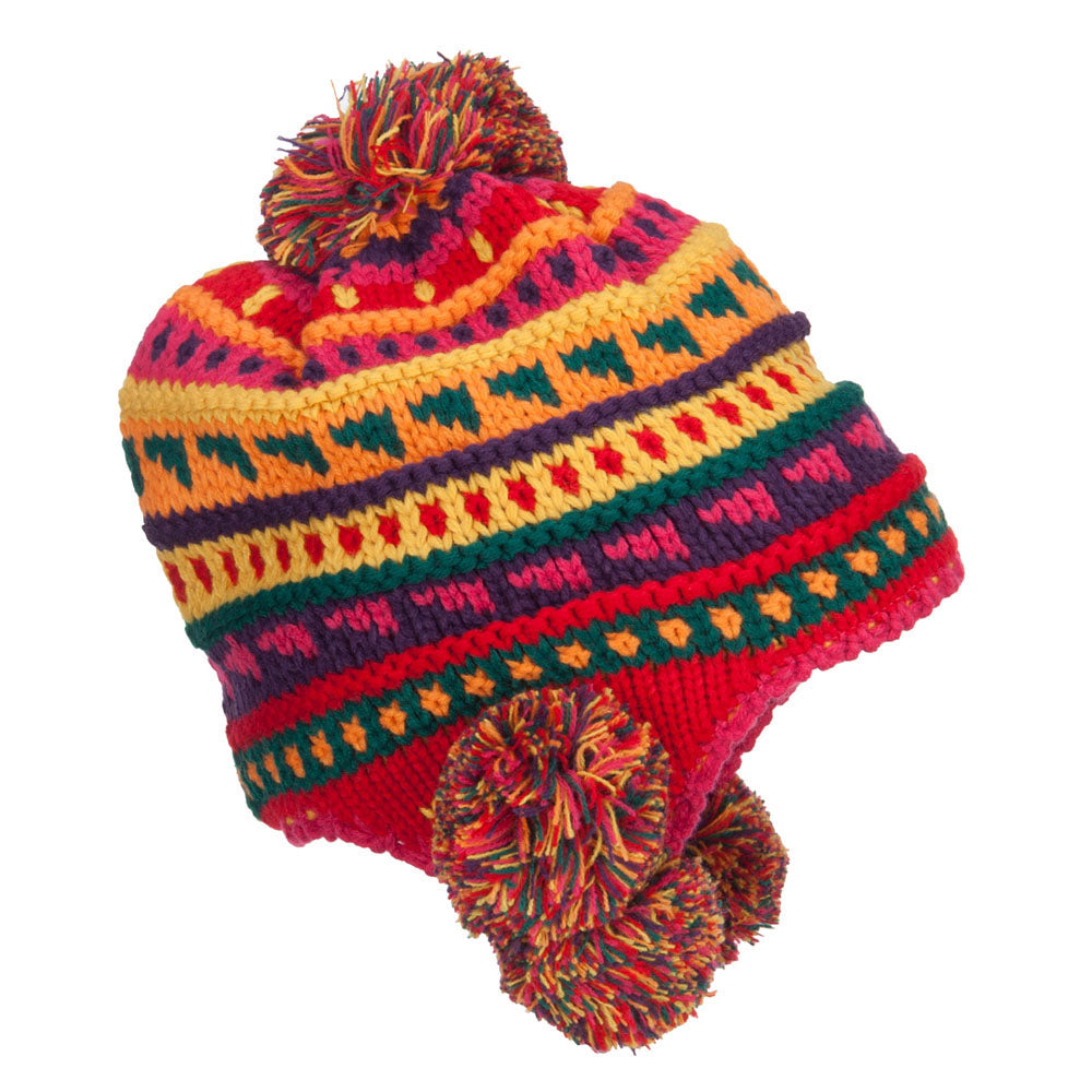 Girl's Striped Pom Ski Beanie