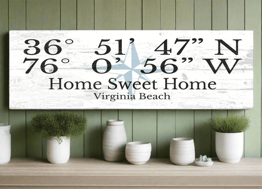 Custom GPS Coordinates Sign – Personalized “Home Sweet Home” Latitude & Longitude Plaque