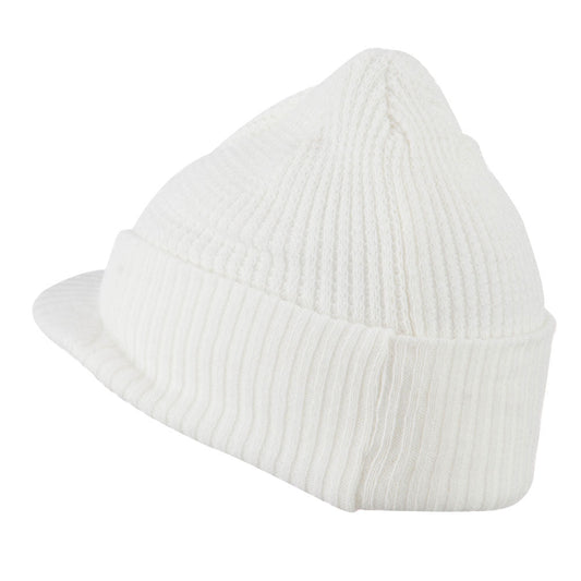 Grid Pattern Cuff Beanie with Visor
