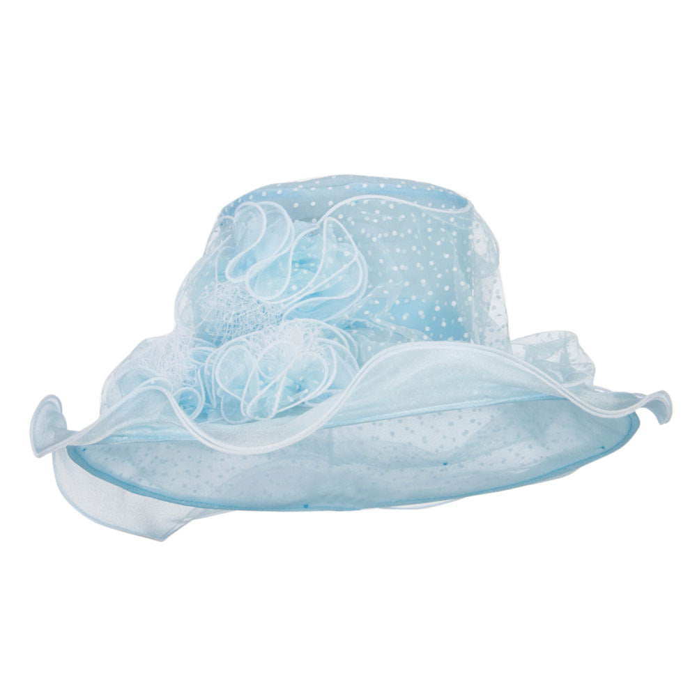 Polka Dot 3 Flowers Organza Hat