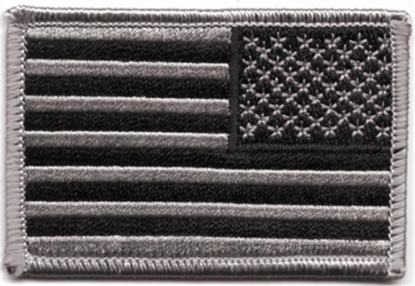 American Flag Black Gray REVERSE Patch - Choose style - SEW On or HOOK