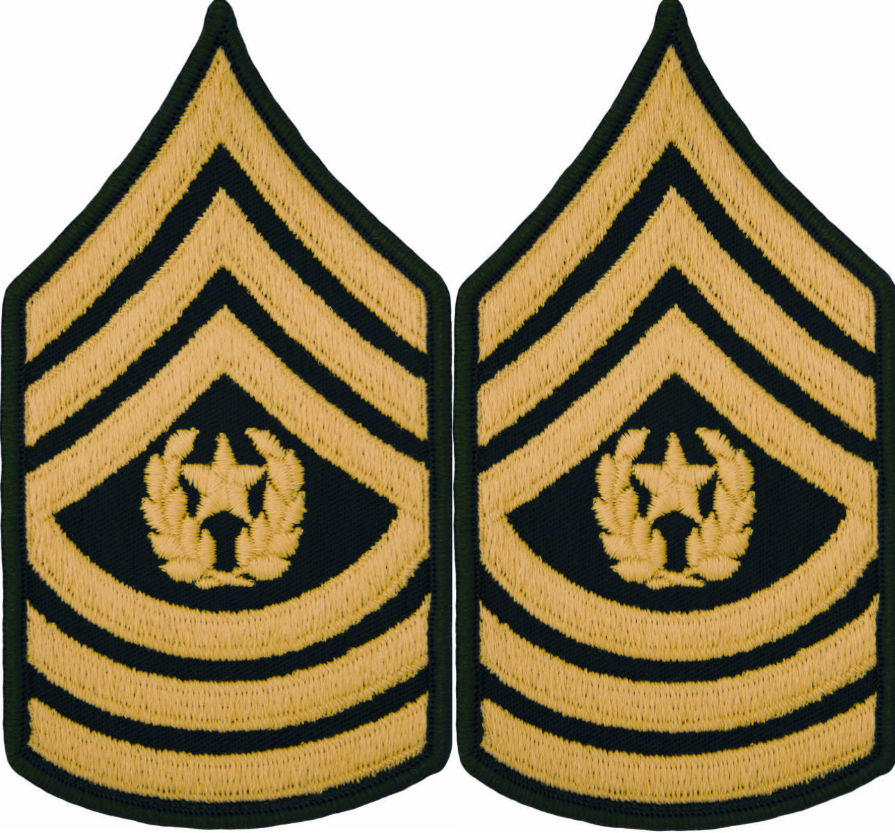 U.S. Army Gold on Green Chevrons - Pair - All Enlisted Ranks