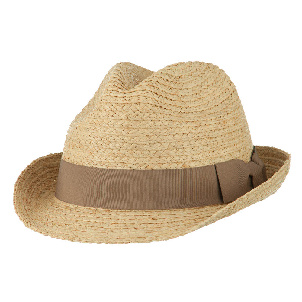 Big Size Braided Straw Fedora with Grosgrain Ribbon