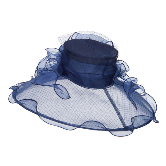 Ruffled Flower Organza Hat with Net