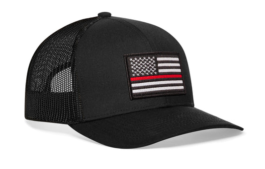 Thin Red Line Trucker Hat | Black Fire Snapback