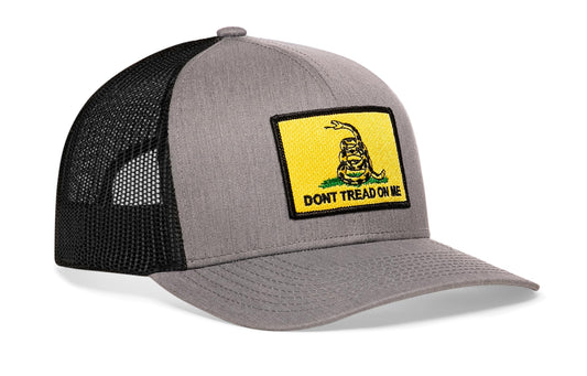 Dont Tread On Me Trucker Hat | Gray-Black Gadsden Flag Yellow Snapback