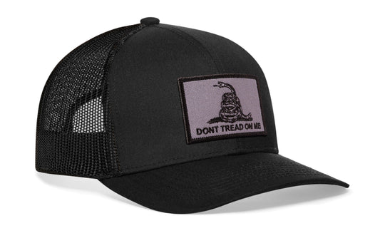 Dont Tread On Me Trucker Hat | Black Gadsden Flag Tactical Snapback