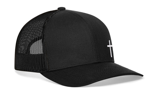 Cross Trucker Hat | Black Cross Snapback