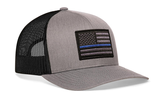 Thin Blue Line Trucker Hat | Gray-Black Police Tactical Snapback