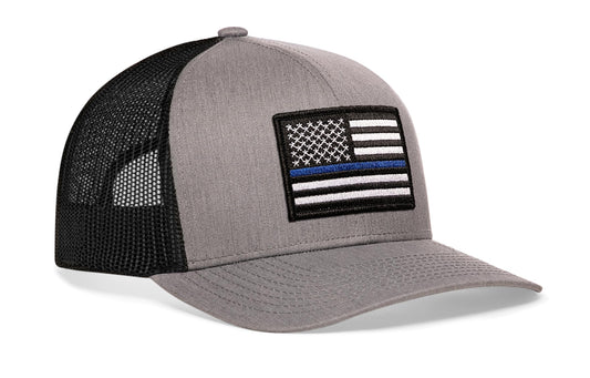 Thin Blue Line Trucker Hat | Gray-Black Police Snapback
