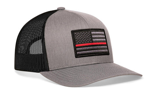 Thin Red Line Trucker Hat | Gray-Black Fire Tactical Snapback