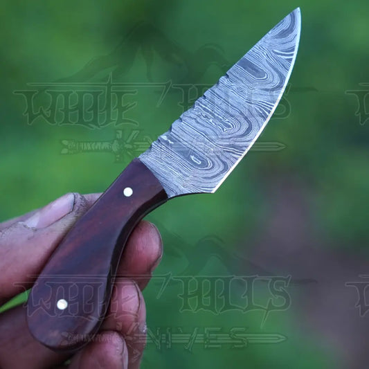 Handmade Damascus Steel Knife - Rosewood Handle - 5" Full Tang Hunting & Camping Knife - SK-033