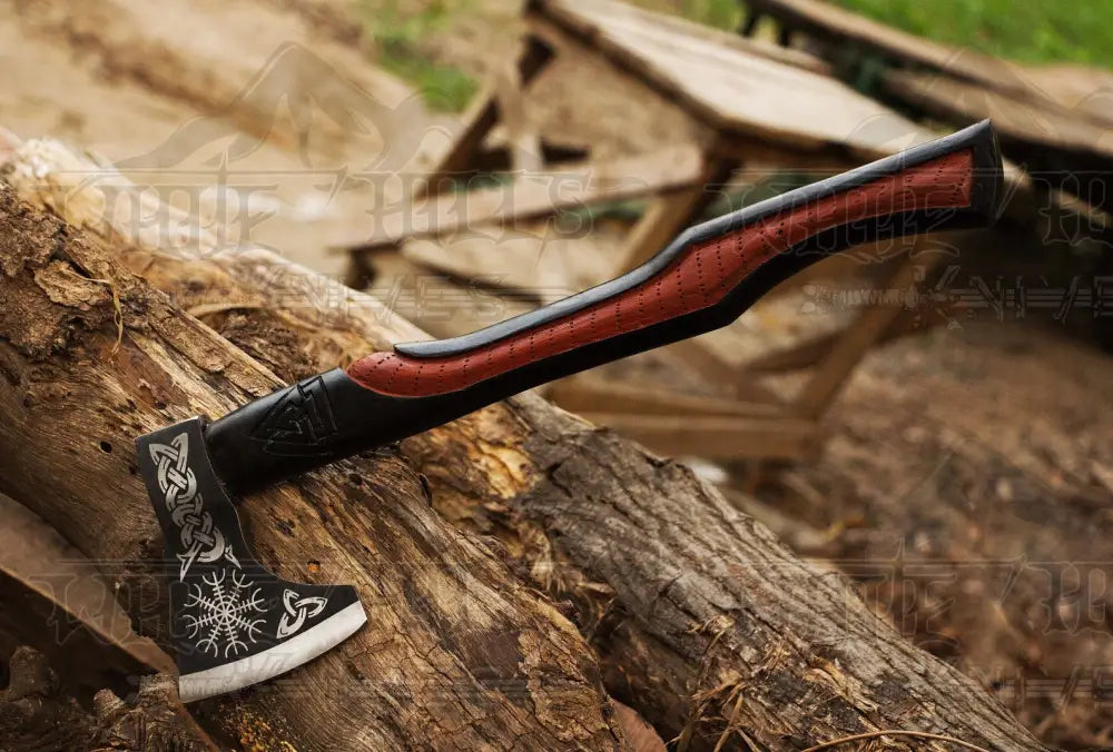 Handmade High Carbon Steel Tomahawk Axe Integral Viking Collectible Olive Wood W/ leather Wrap