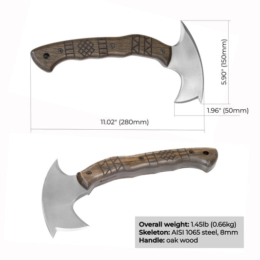 Handmade tomahawk "Dakuri" with tribal engraving