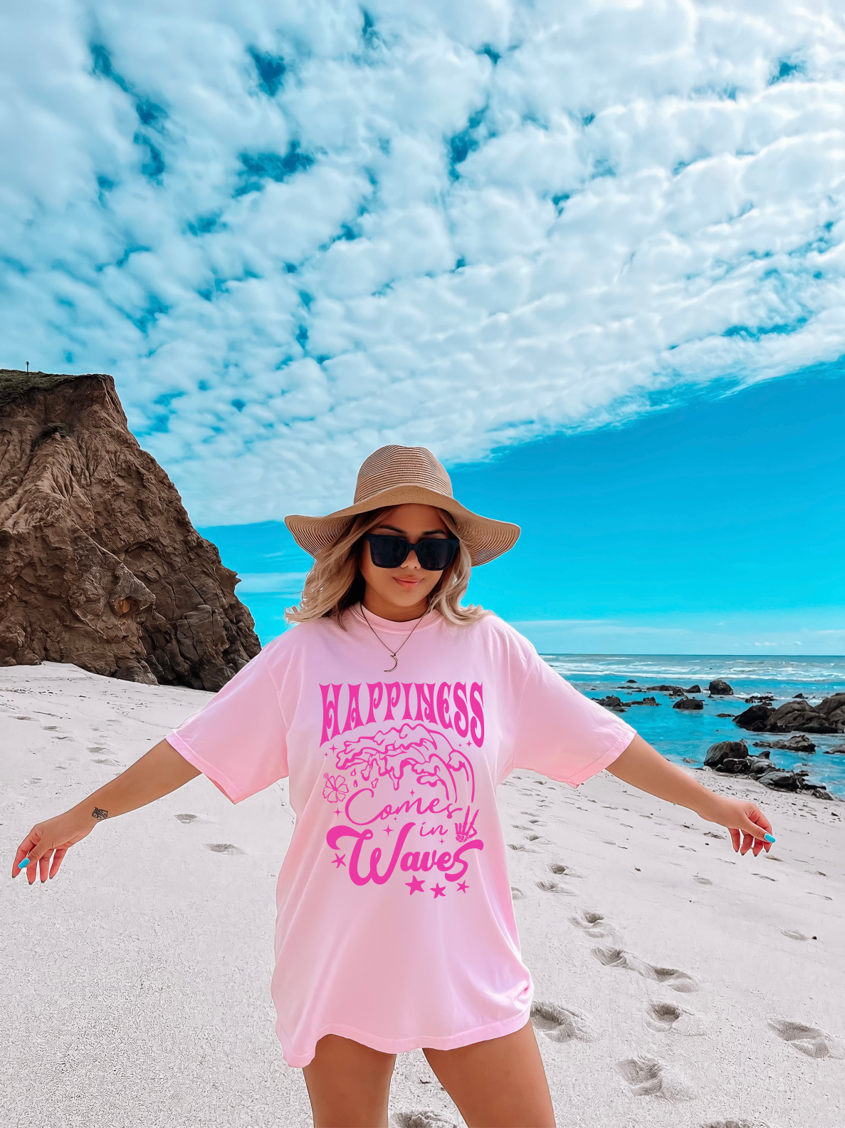 Happiness Comes In Waves T-Shirt