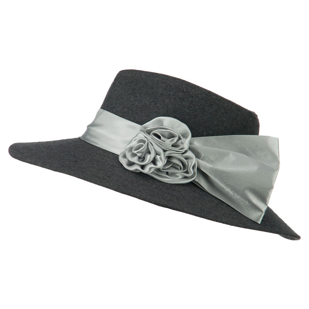 Wide Brim Dressy Hat with Flower Decoration
