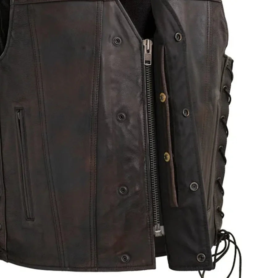 High Roller Men's Motorcycle Leather Vest