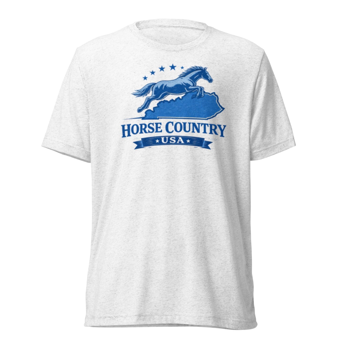 Horse Country USA T-Shirt | Blue Horse & Kentucky Outline | Elite Tri-Blend