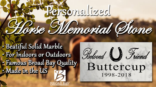 Horse Memorial Garden Plaque – Personalized Marble Tribute With Horseshoe & Name