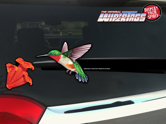 Hummingbird with Flower WiperTags