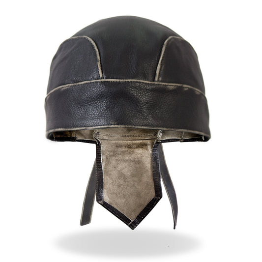 Hot Leathers Black With Gray Rub-Off Seam Medium Weight Leather Headwrap HWL1009