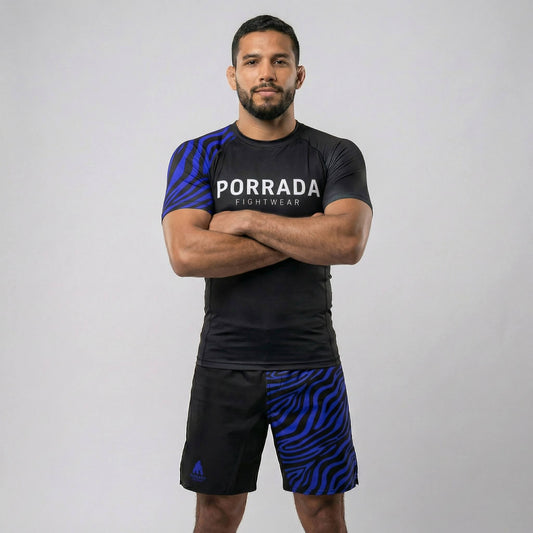 IBJJF BLUE RANKED SHORT SLEEVE RASH GUARD