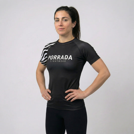 IBJJF WHITE RANKED WOMEN SHORT SLEEVE RASH GUARD