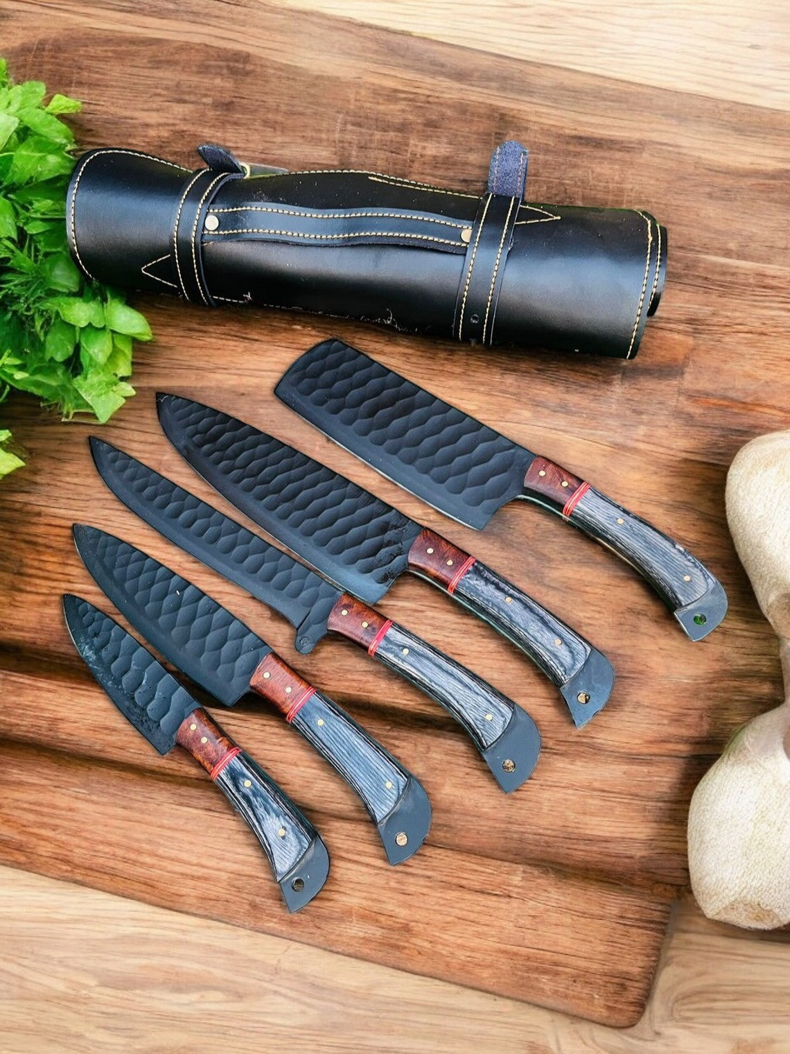 Custom Kitchen Knife Set - Hand Forged Stainless Steel Blades