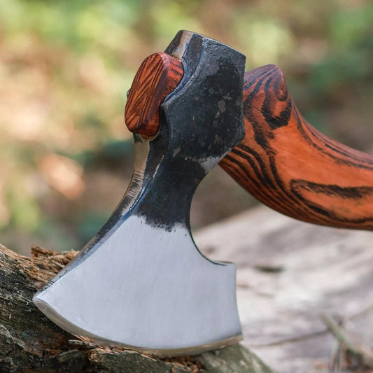 1095 Steel Blade Custom Handcrafted Tomahawk | Rosewood Handle with Leather Wrap & Sheath | | Durable Axe for Outdoor Adventures by KBS Knives