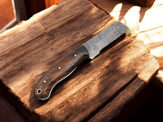 Bull Cutter Knife Sheath – Handmade Damascus Blade & Rosewood Handle | Custom Ranch EDC