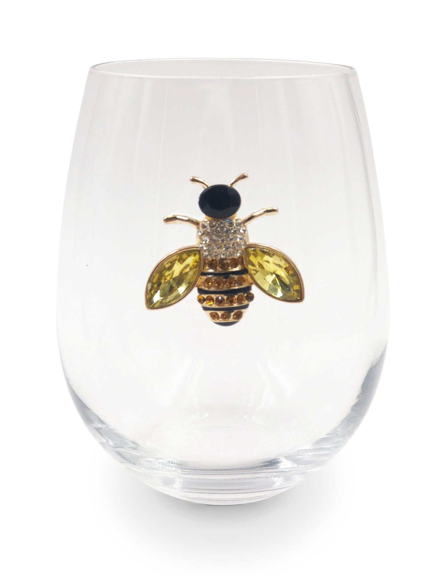 Jeweled Bee Stemless Wine Glasses