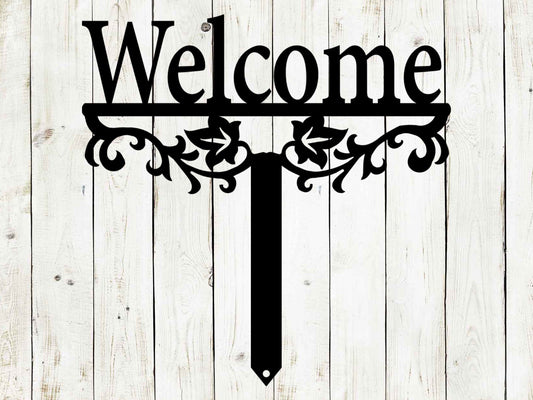 Welcome Yard Stake Metal Sign