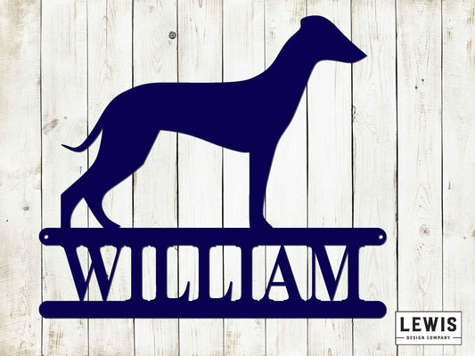 Whippet Wall Sign with Custom Name, Metal Sign, Whippet, Custom Metal Sign, Whippet Wall Sign, Whippet Name sign, Dog Lover, Whippet Name