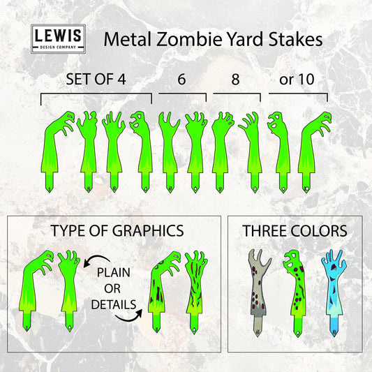 Zombie Hands Metal Yard Stake Sets, UV Printed, Zombies, Zombie Decor, Halloween Decor, Fall Decor, Halloween Sign, Zombie Decoration