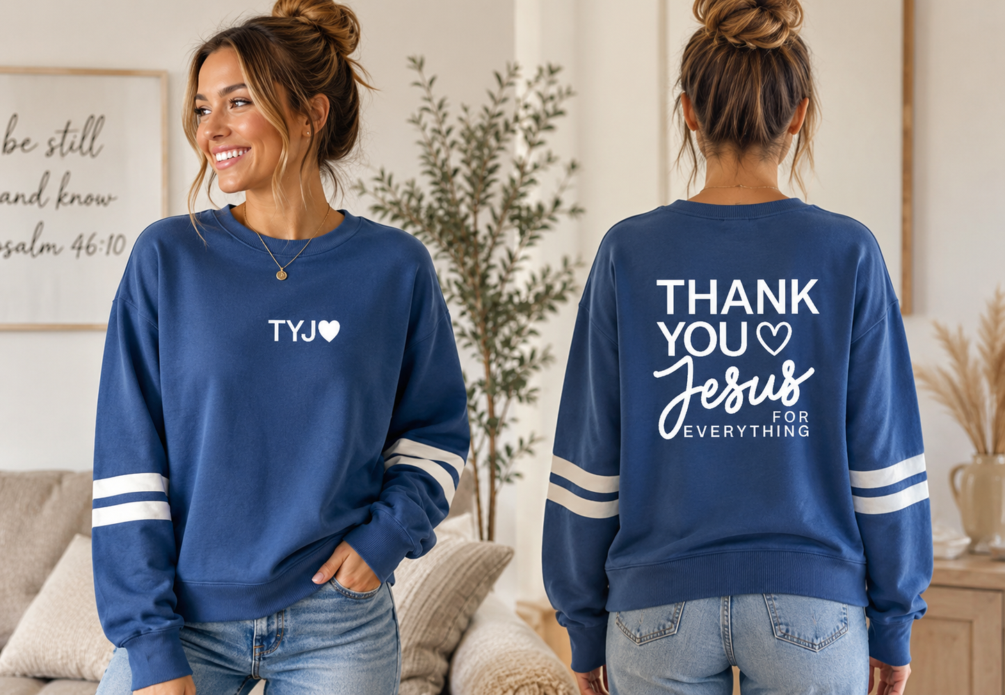 Thank You Jesus For Everything Ladies Boxy Crewneck Sweatshirt