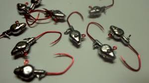 35 pc Cam's 1/16 Minnow Jig Head #4 Red(Laser Sharp) Nasty Bend Hooks Barb Collar