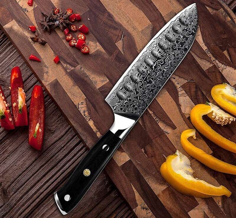 Edge VG10 Damascus Chef knife Santoku Knife with G10 Handle