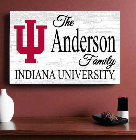Indiana University Family Name Sign – Personalized Wood Plaque for Alumni or Graduation