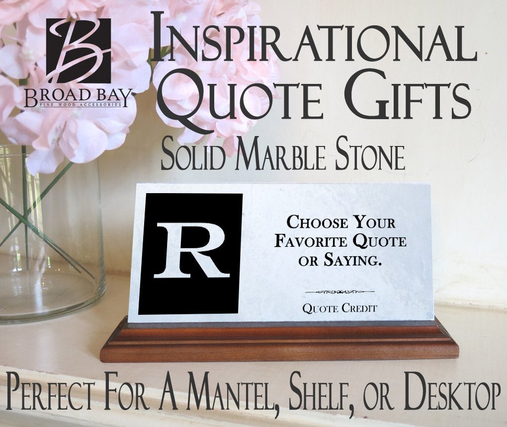 Custom Monogram Quote Plaque – Personalized Marble Desk Display with Initial and Favorite Saying