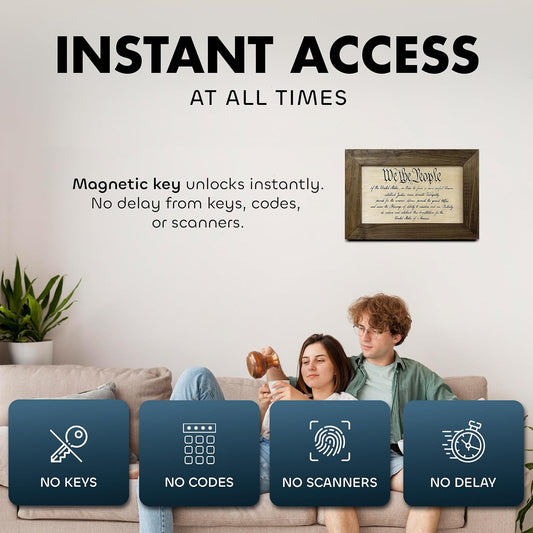 We The People Constitution Gun Concealment Furniture - Handcrafted Hidden Gun Storage Wall Decor - Hidden Safe Furniture with Magnetic Lock for Quick Access & Storage - Made in USA