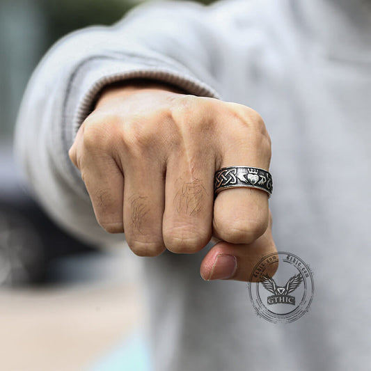 Irish Claddagh Stainless Steel Viking Ring