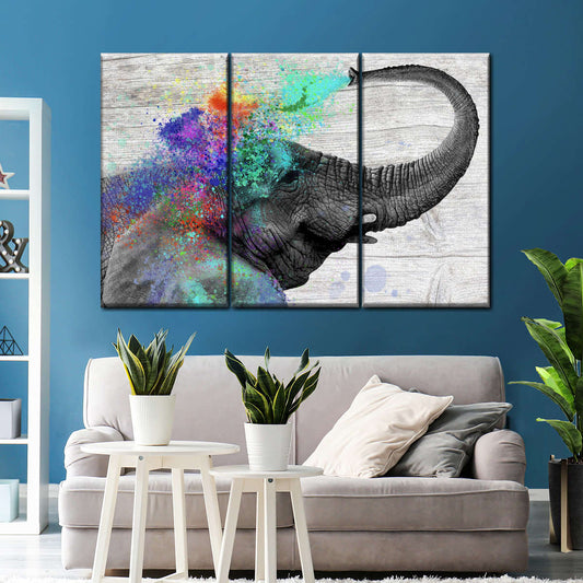 Colorful Elephant Splash Wall Art
