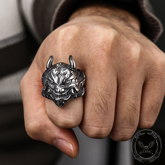 Japanese Demon Oni Stainless Steel Ring