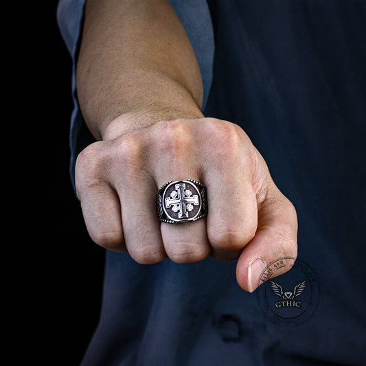 Jerusalem Cross Stainless Steel Religion Ring