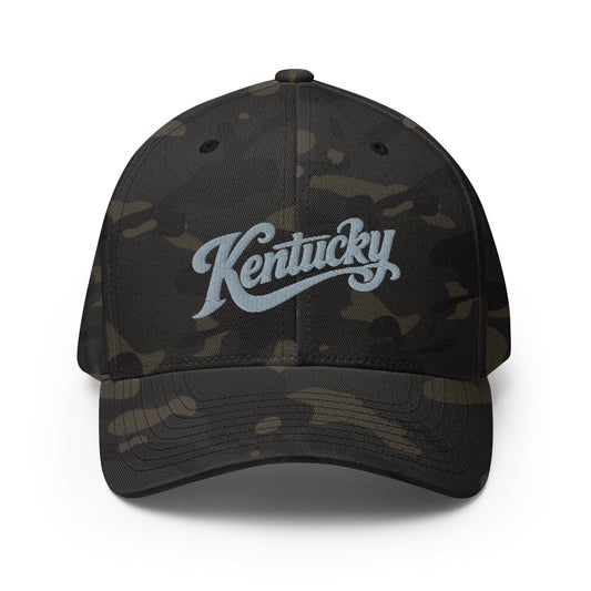 Kentucky Script Hat | Vintage Stretch-Fit Cap | Gray Twill