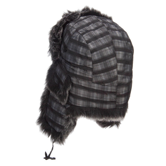 Plaid Nylon Faux Fur Trooper Hat