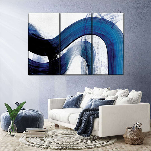 Blue Abstract Curves Wall Art