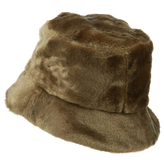 Faux Fur Large Brim Bucket Hat